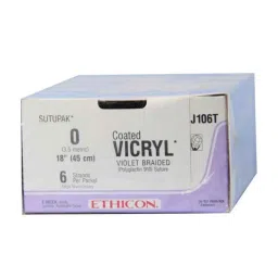 Ethicon NW2546 Vicryl 0 Absorbable Violet Braided Suture2, Size: 70cm (Pack of 12)-picture-25