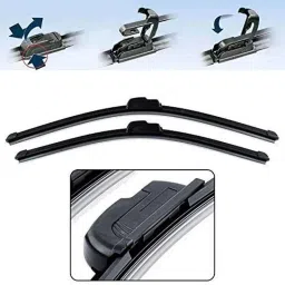 Enexoya 2 Pcs 26 &a; 26 inch Rubber Black High Performance Frameless U Hook Banana Car Wiper Blade Set image 5