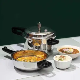 Vinod Regular 3L &a; 2L 18/8 Stainless Steel Induction Friendly Pressure Cooker Combo Set, DUOPANMN image 4