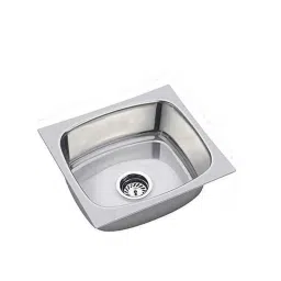 Happy Homes 18x16x8 inch Medium Silver Glossy Finish 304 Stainless Steel Single Bowl Kitchen Sink with Round Coupling, HH-16-picture-27