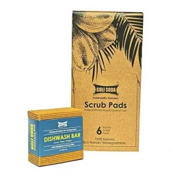 Goli Soda Natural Stitched Coconut Coir Round Dishwashing Scrub Pad &a; Probiotic Dishwash Bar Combo, GSSCBDW-image-61