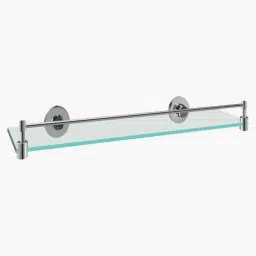 Kerovit 20 inch Silver Stainless Steel Chrome Finish Round Range Wall Mounted Glass Shelf with Twin Arms, KA920005-picture-27