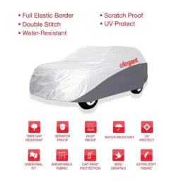 Elegant White &a; Grey Water Resistant Car Body Cover for Maruti Gypsy image 3