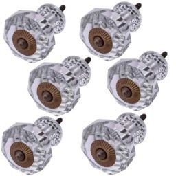 Atom 1.25 Inch Clear Small Crystal Glass Chinapin Cabinet Door knob (Pack of 6)-picture-25