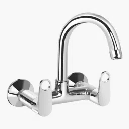 Kerovit Hydrus Plus Silver Chrome Finish Wall Mounted Sink Mixer with Swivel Spout &a; Flanges, KB511024-picture-12