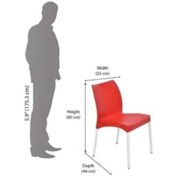 Nilkamal Novella Plastic Red Outdoor Chair, (Pack of 2) image 2