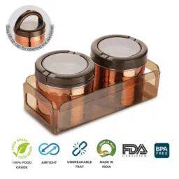 Trueware Fusion 2 Pieces 500ml Brown Copper Finish Storage Canister Set image 4
