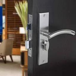 Saze 8 inch Stainless Steel Matt Finish Cylindrical Plate One Side Key Mortise Door Lock Handle Set with 3 Keys, MG-1101 image 2