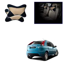 Kozdiko 2 Pcs Beige &a; Black Car Neck Rest Cushion Pillow Set for Mahindra Verito Vibe-picture-32