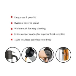 Cello Magnum 800ml Black Stainless Steel Vacuum Serving Pot, 405CSP0055 (Pack of 5) image 3