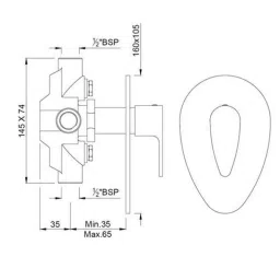 Jaquar Vignette Prime Black Matt 4-Way Divertor for Concealed Fitting, VGP-BLM-81421 image 2