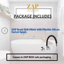 ZAP Brass Chrome Finish Sink Mixer with Flexible Silicon Swivel Spout image 5