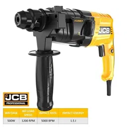 JCB 500W 20mm Yellow &a; Black Dual Function &a; Reversible Operation Rotary Hammer, RH/20/500/JCB image 2