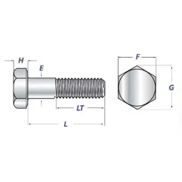 Caparo UNC 1/2x3-1/4 inch Half Threaded Hex Head Bolts Screw, Grade: 5/8 (Pack of 25) image 2