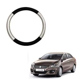 Enexoya PU Leather Black &a; Silver Stichable Steering Cover for Maruti Suzuki Ciaz, SC105538 image 2