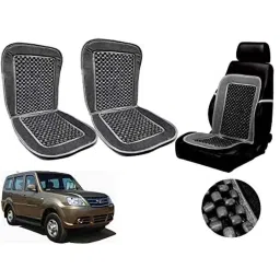 Auto Pearl PU, Velvet &a; Wooden Beads Grey Rectangular Seat Cushion for Tata Sumo Grand (Pack of 2 )-picture-19