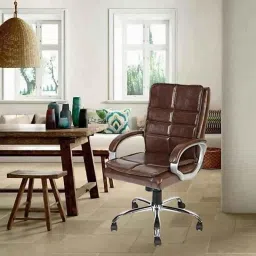 Mezonite Medium Back Cushioned Brown Executive Chair, KI613-picture-21