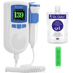 Dr Odin AD51B Plastic White &a; Blue Fetal Doppler with in-Built Speaker, Smart Noise Reduction &a; Heartbeat Detection Machine-picture-34