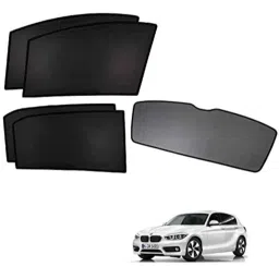 Kozdiko 5 Pcs Polyester Black Non Magnetic Window &a; Rear Sun Shades Set for BMW 1 Series-picture-11