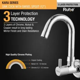 Ruhe Kara Brass Chrome Finish Sink Tap with Small 12 inch Round Swivel Spout, 11-1512-RS image 4