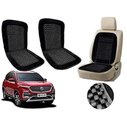 Auto Pearl PU, Velvet &a; Wooden Beads Black Rectangular Seat Cushion for MG Hector (Pack of 2 )-picture-41