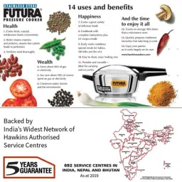 Hawkins Futura 4 Litre Stainless Steel Induction Base Pressure Cooker, FSS40 (Pack of 2) image 3