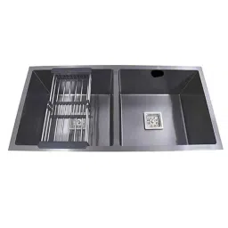 Rigwell Lifetime 45x20x10 inch Satin Finish Stainless Steel Black Double Bowl Handmade Kitchen Sink-picture-24