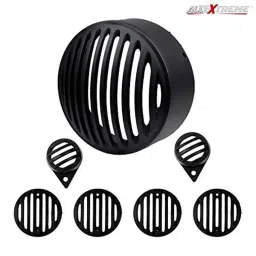 AllExtreme EXB8GCP PVC Black Front Rear Head Light Grill Cover Set with Tail Lamp Indicator Cup for Royal Enfield Bullet Classic 350cc 500cc image 3