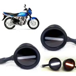 Auto Pearl 2 Pcs 12V Black Bike Front LED Indicator Light Set for Bajaj, F077-picture-46