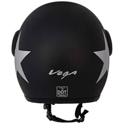 Vega Jet Star ABS Dull Black &a; Silver Open Face Helmet, Size: L image 4