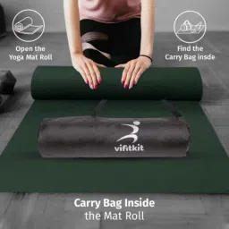 Vifitkit 61x180cm EVA Bottle Green Anti Skid Water Resistant Yoga Mat with Carry Bag &a; Strap image 2