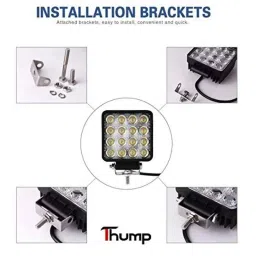 Kozdiko 2 Pcs 48W 16 LED White Bright Beam Square Fog Light Set for Mahindra Reva, koz_92791 image 5