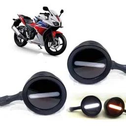 Auto Pearl 2 Pcs 12V Black Bike Front LED Indicator Light Set for Honda CBR, F171-picture-25