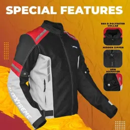 AllExtreme Turbo Polyester Red Bike Riding Jacket, Size: XL image 4