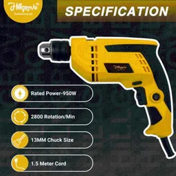 Hillgrove 35 Pcs 950W 13mm Power Drill Machine Kit, HGCM1382M2 image 4