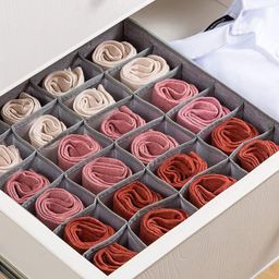 HOUSE OF QUIRK Grey and White 2 Pieces Printed Collapsible Closet Organizer Boxes-picture-12