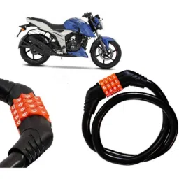 Auto Pearl Black &a; Orange 4 Digit Anti-Theft Combination Number Lock for Apache RTR 160 4V-picture-20
