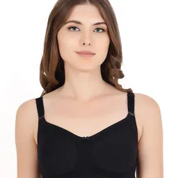 Floret Pack of 2 Grey Melange & Black Solid Minimizer Bras image 2