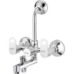 Cloudtail by Prestige Prime CDT5116 Brass Chrome Finish Silver Wall Mounted 3 in 1 Wall Mixer with L-Bend Provision for Overhead Shower-picture-23