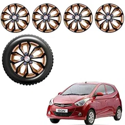 Auto Pearl 4 Pcs 12 inch ABS Golden &a; Black Car Wheel Cover Set for Hyundai Eon ERA-picture-28