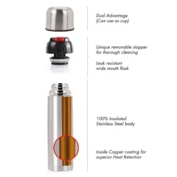 Cello Flip Style 750ml Stainless Steel 304 Silver Vacuum Bullet Flask, 405CSSB0316 (Pack of 3) image 4
