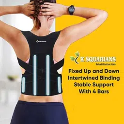 K Squarians Neoprene Black Shoulder Support Belt for Upper Back Pain Relief, 103, Size: L image 3