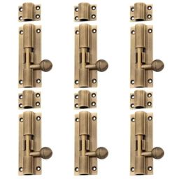 Atom 12 inch Brass Antique Finish Aluminium Tower Bolt, TB001 (Pack of 6)-picture-26