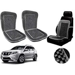 Auto Pearl PU, Velvet &a; Wooden Beads Grey Rectangular Seat Cushion for Hyundai Terracan (Pack of 2 )-picture-20