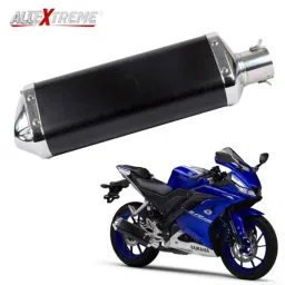 AllExtreme EXSMSB1 Stainless Steel 1.5-2 inch Black Inlet Universal Exhaust Muffler Silencer with Removable DB Killer image 2