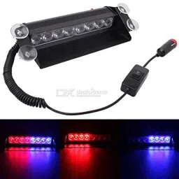 Kozdiko 8W 8 LED Plastic Red &a; Blue Car Police Flasher Light for Toyota Glanza image 2