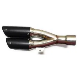 RA Accessories Black &a; Chrome Dual Outlet Silencer Exhaust for Hero Glamour F1 image 2