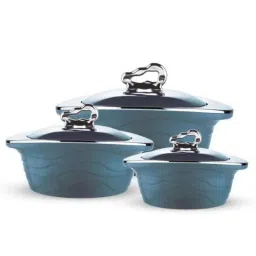 Trueware Zinna 3 Pieces Blue Mirror Finish Casserole Set-picture-13