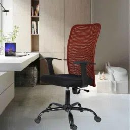 Heikin Sigma Breathable Mesh Maroon Medium Back Ergonomic Office Chair for Work from Home &a; Study, HE-00101 image 2