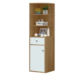 Kawachi Engineered Wood Beige Book Rack Shelf Storage Cabinet with White Drawer, KAW_K559-BEIGE-WD-image-51